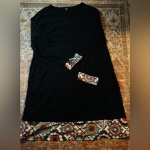 Emery Rose 5x Black Dress with Patterned Accents